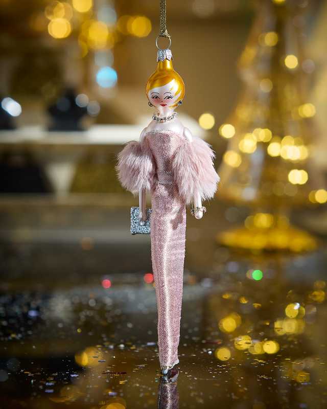 Fashionista in Pink Gown Christmas Ornament